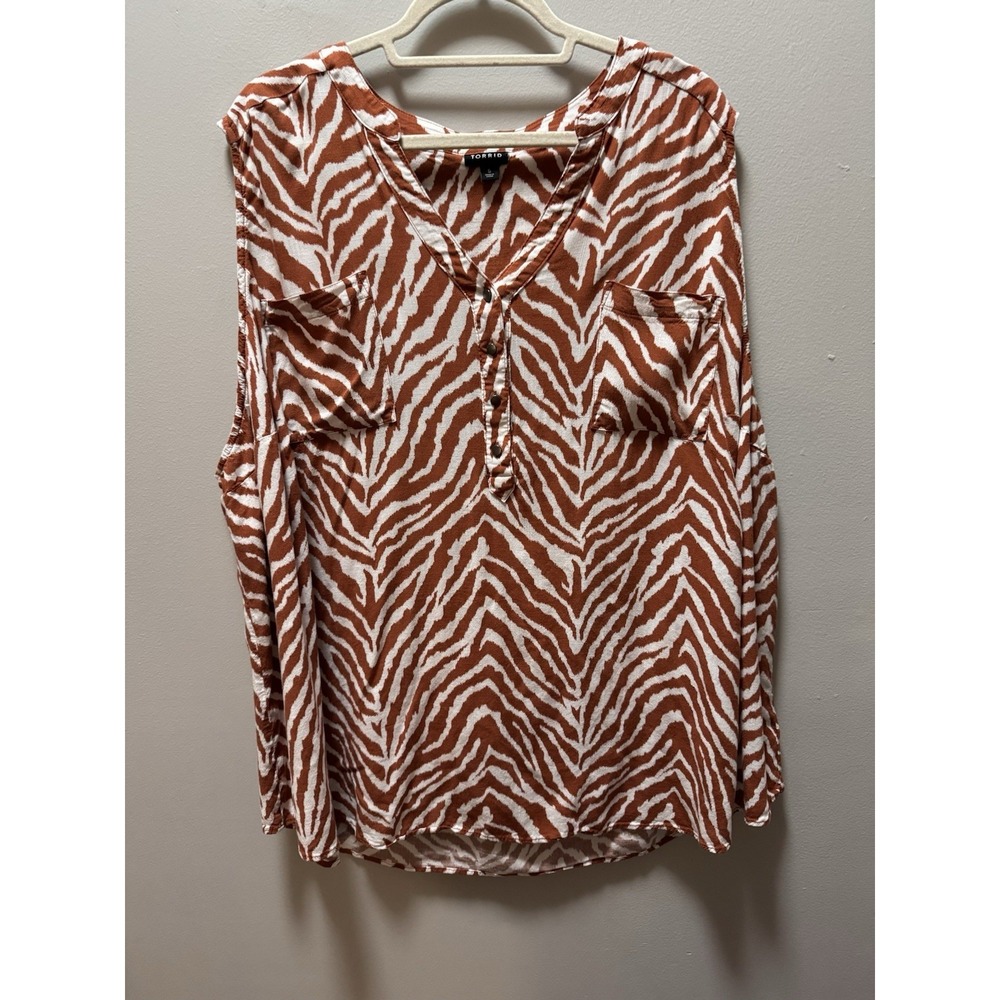 Torrid‎ Womens Tank Top 5 Brown Zebra Animal Print Blouse Sleeveless
